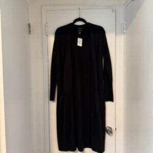 NWT Halogen Cashmere Wool Duster Black Size Small